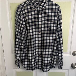 Chaps Blue and White Checkered Casual Shirt